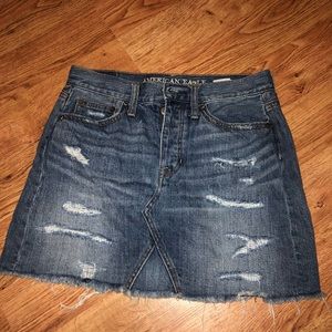 Blue Denim Distressed American Eagle Skirt